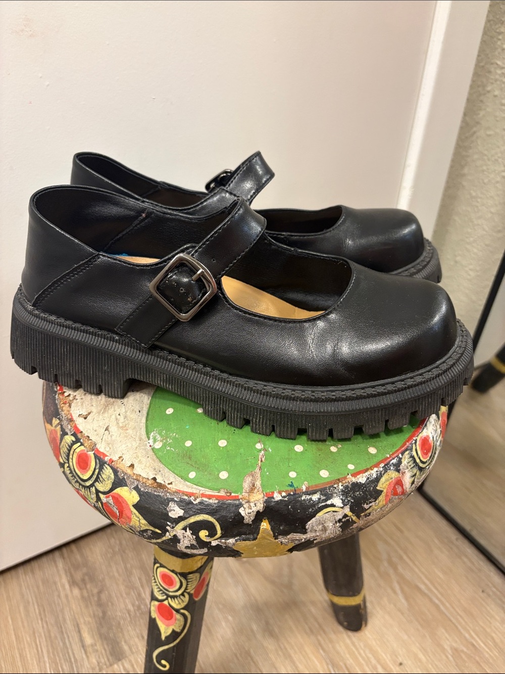 Women’s Black Mary Jane Shoes with Buckle Strap